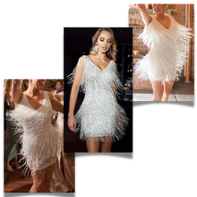 Cargar imagen en el visor de la galería, Vestido de lentejuelas con cuello de pico
- Ozerty